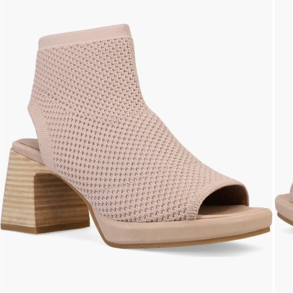 Eileen Fisher Pink Knit Open-Toe Ankle Booties